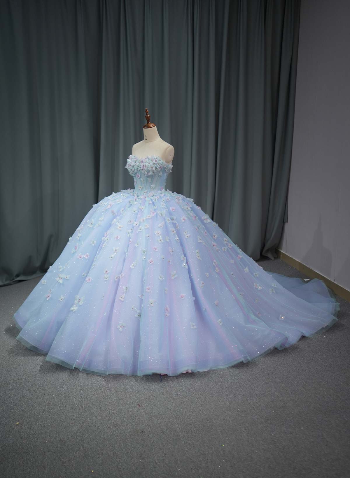 Ball-Gown Sweetheart Sleeveless Royal Prom Dresses With Beading/Flower(s)