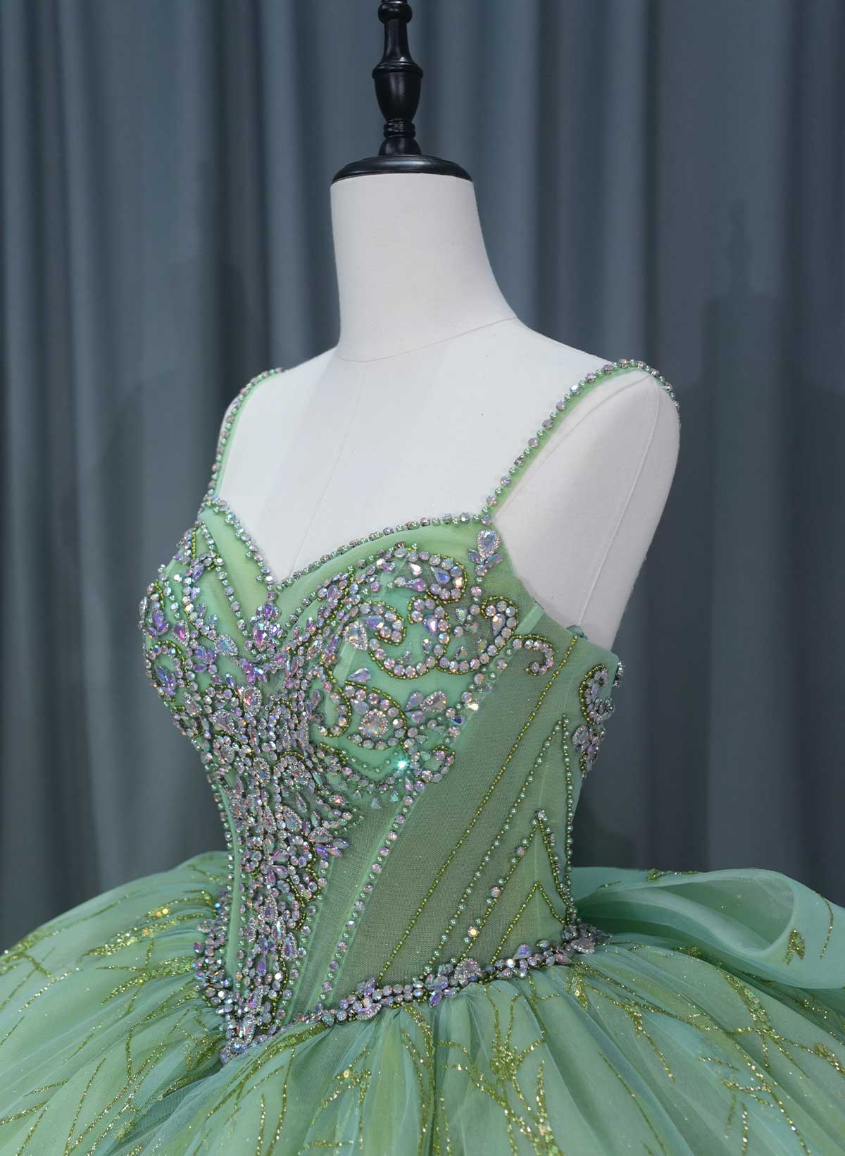 Ball-Gown V-Neck Royal Prom Dresses With Bow(s)/Sequins/Rhinestone