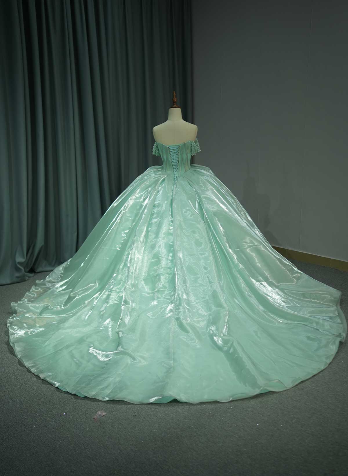 Ball-Gown Sweetheart Cape Sleeves Royal Prom Dresses With Beading/Rhinestone
