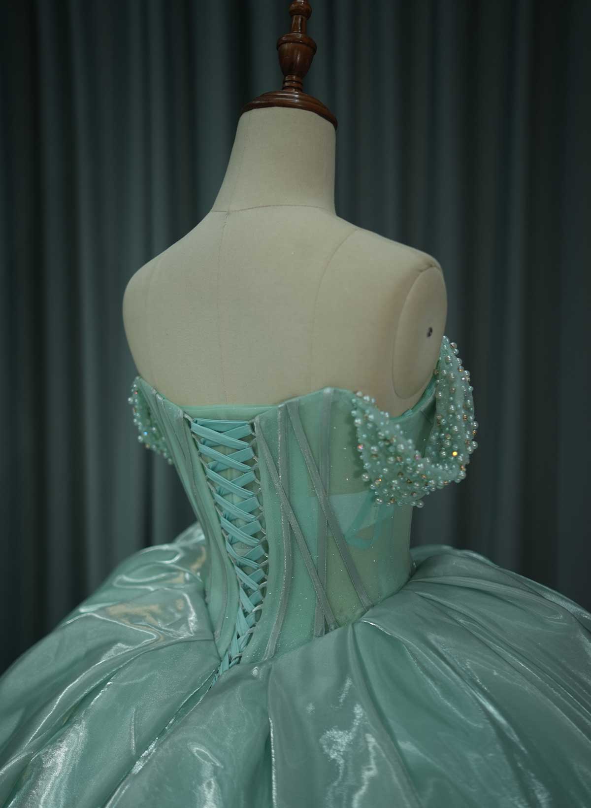 Ball-Gown Sweetheart Cape Sleeves Royal Prom Dresses With Beading/Rhinestone