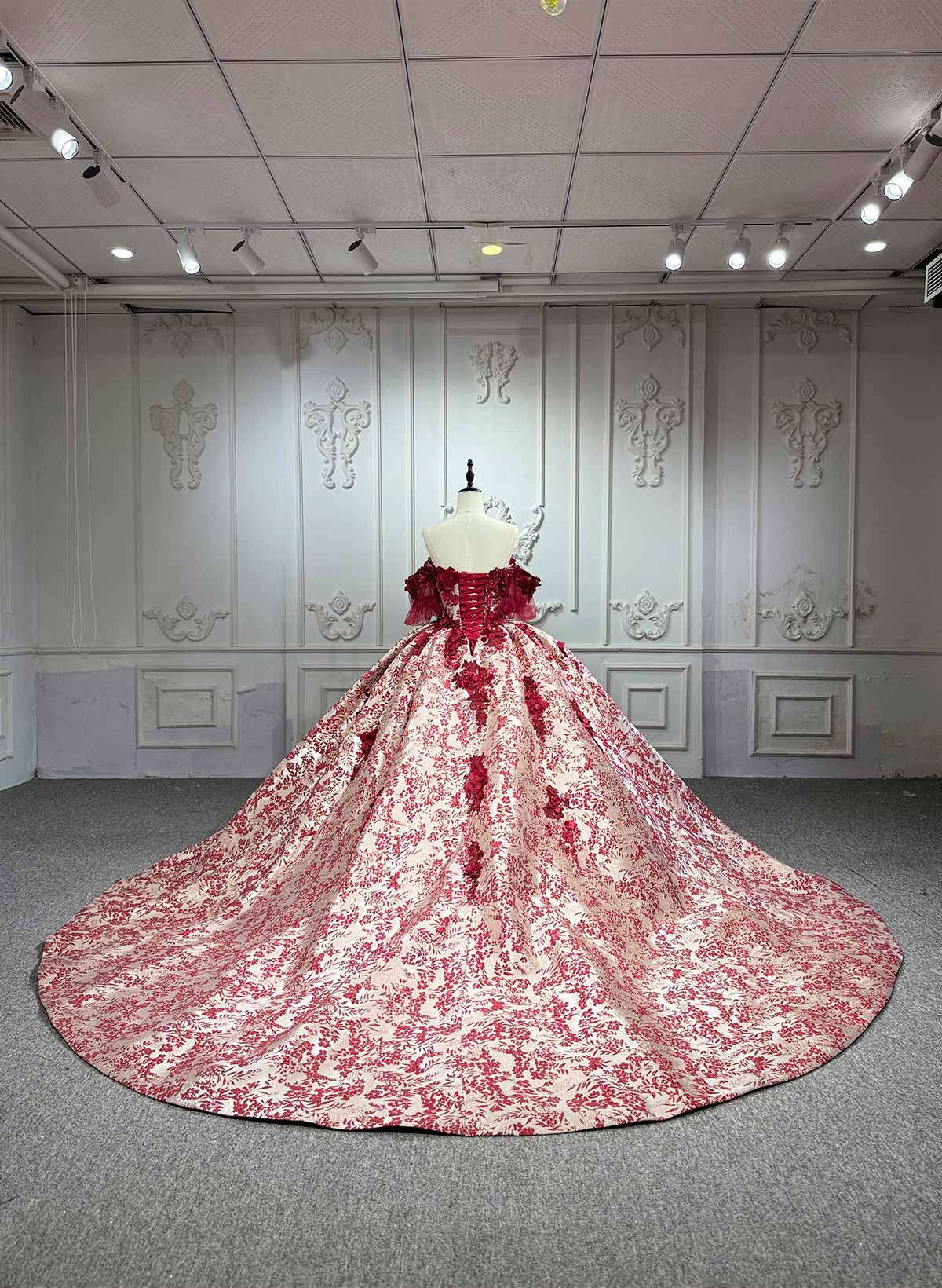 Ball-Gown Off-The-Shoulder Royal Prom Dresses With Beading/Appliques Lace/Flower(s)