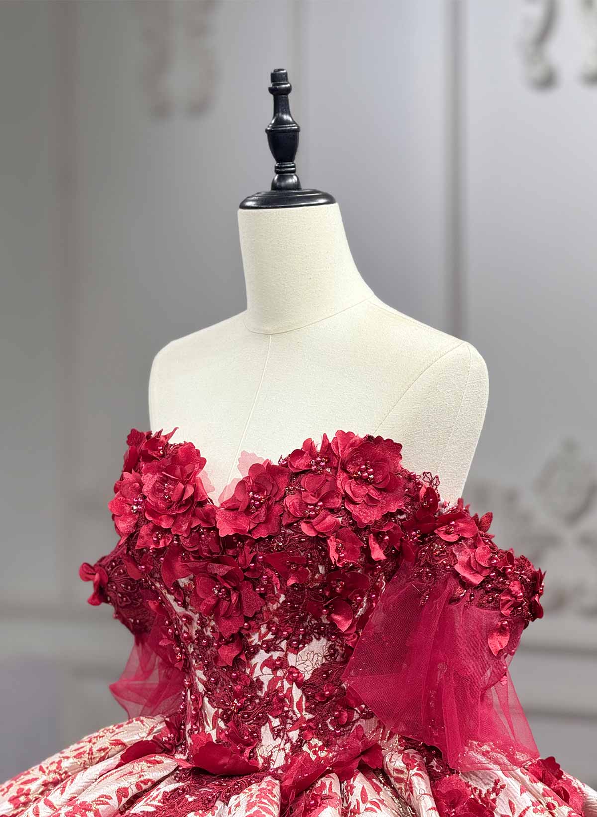 Ball-Gown Off-The-Shoulder Royal Prom Dresses With Beading/Appliques Lace/Flower(s)
