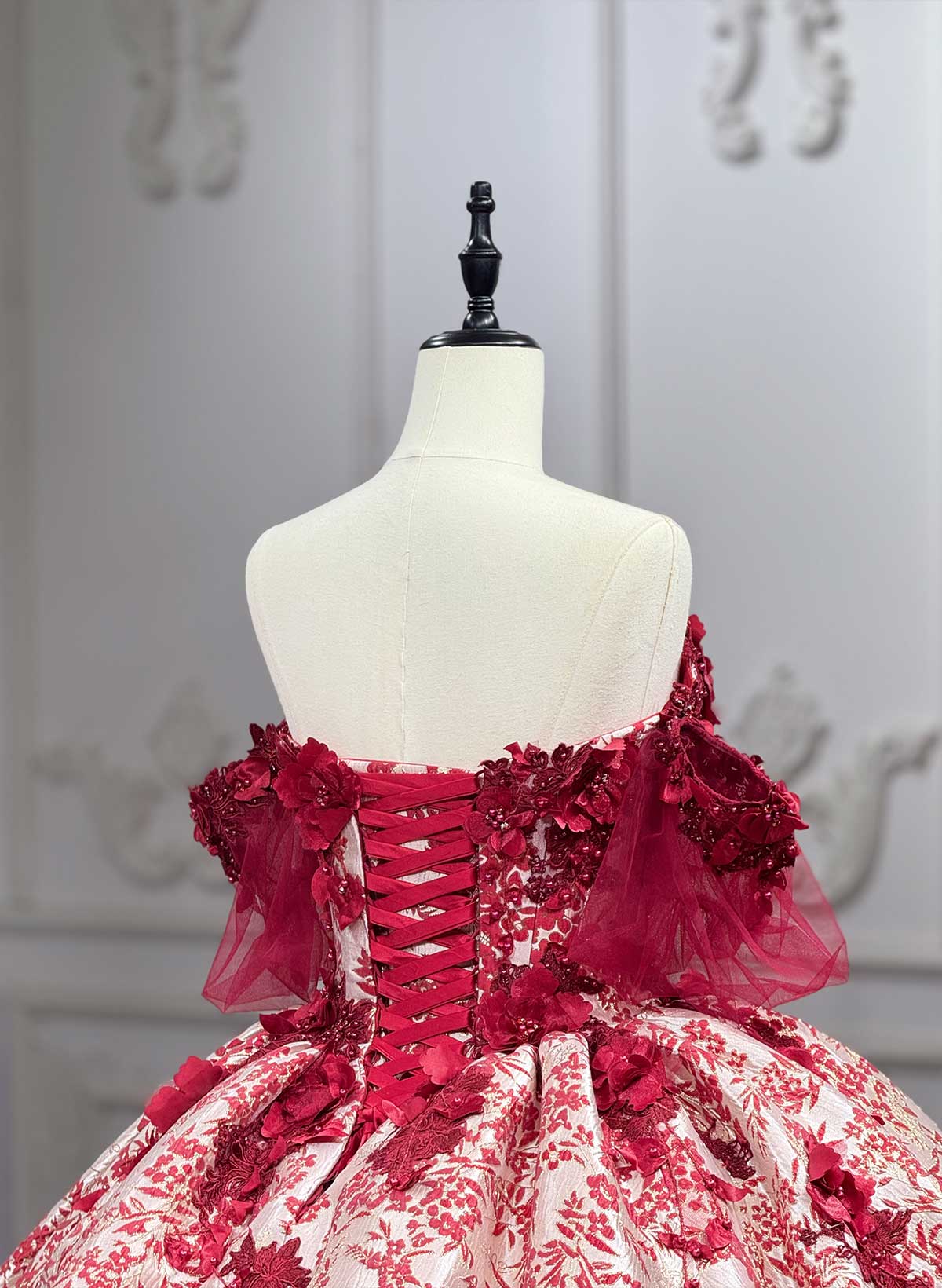 Ball-Gown Off-The-Shoulder Royal Prom Dresses With Beading/Appliques Lace/Flower(s)
