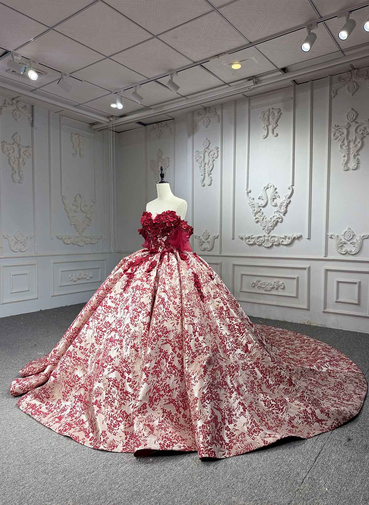 Ball-Gown Off-The-Shoulder Royal Prom Dresses With Beading/Appliques Lace/Flower(s)