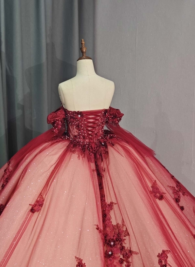 Ball-Gown Off-The-Shoulder Royal Prom Dresses With Beading/Flower(s)
