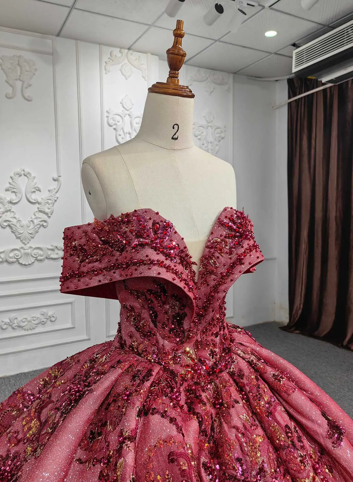 Ball-Gown Off-The-Shoulder Royal Prom Dresses With Beading/Sequins