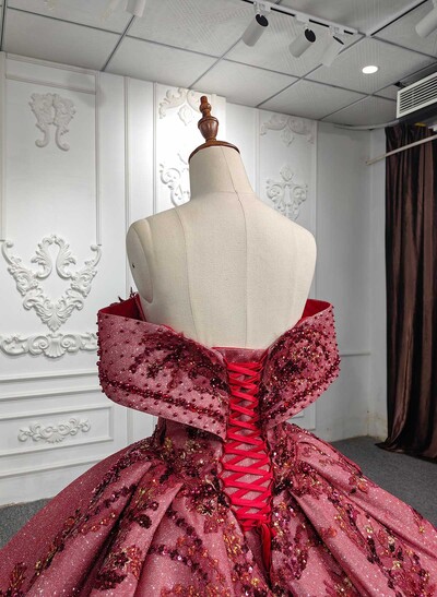 Ball-Gown Off-The-Shoulder Royal Prom Dresses With Beading/Sequins