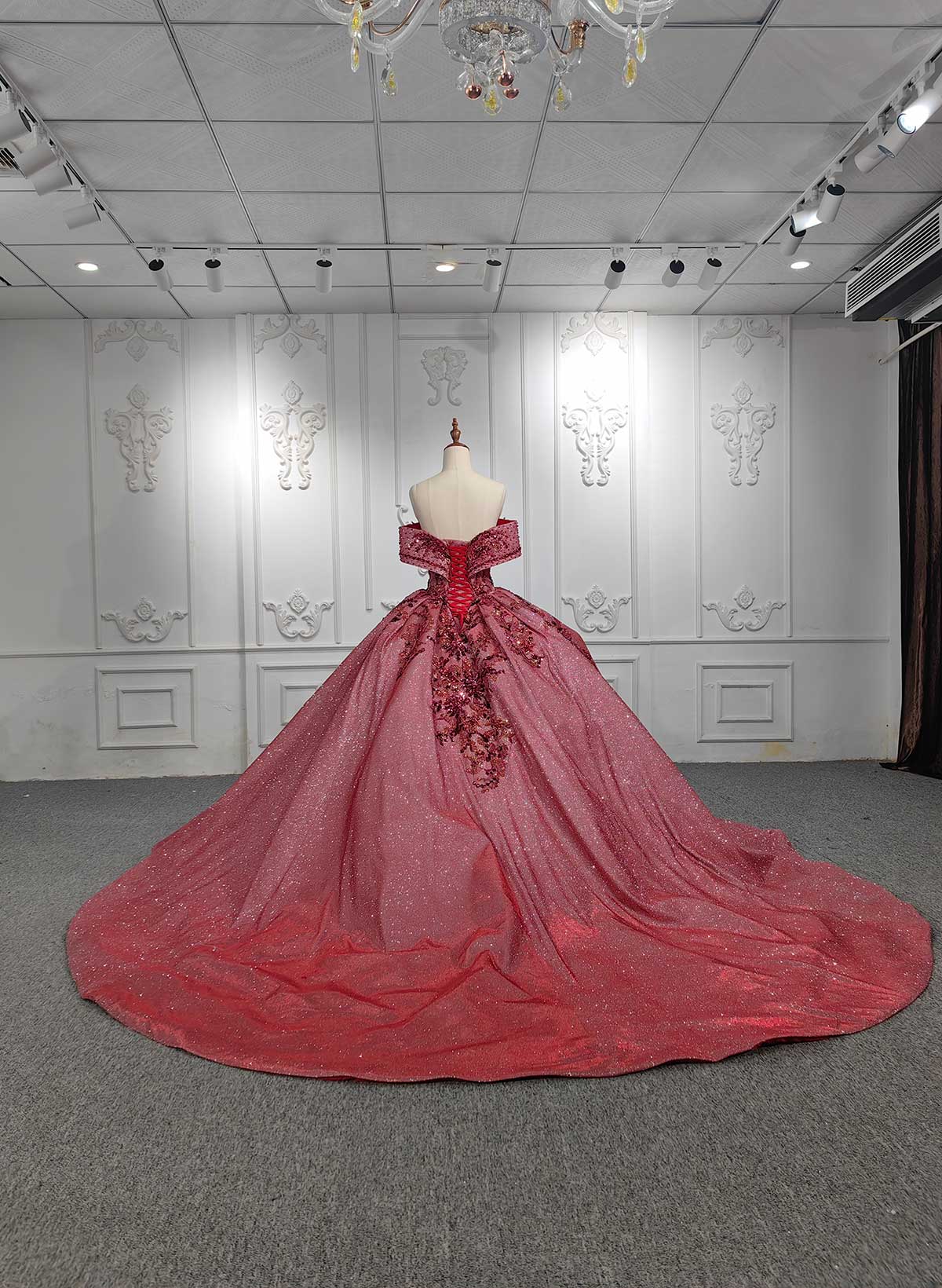 Ball-Gown Off-The-Shoulder Royal Prom Dresses With Beading/Sequins