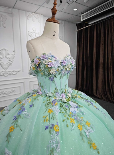 Ball-Gown Sweetheart Cape Sleeves Royal Prom Dresses With Beading/Appliques Lace
