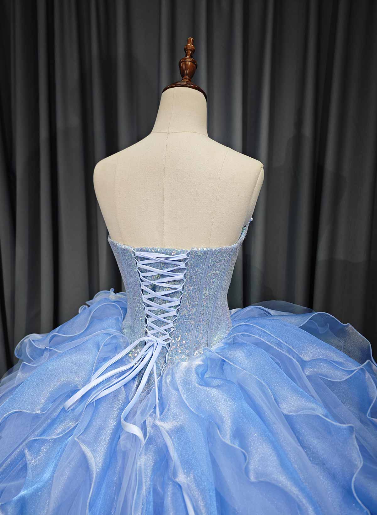 Ball-Gown Sweetheart Sleeveless Royal Prom Dresses With Cascading Ruffles/Beading/Sequins/Flower(s)