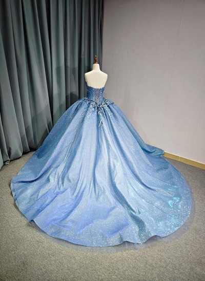 Ball-Gown Sweetheart Sleeveless Royal Prom Dresses With Beading/Sequins/Rhinestone