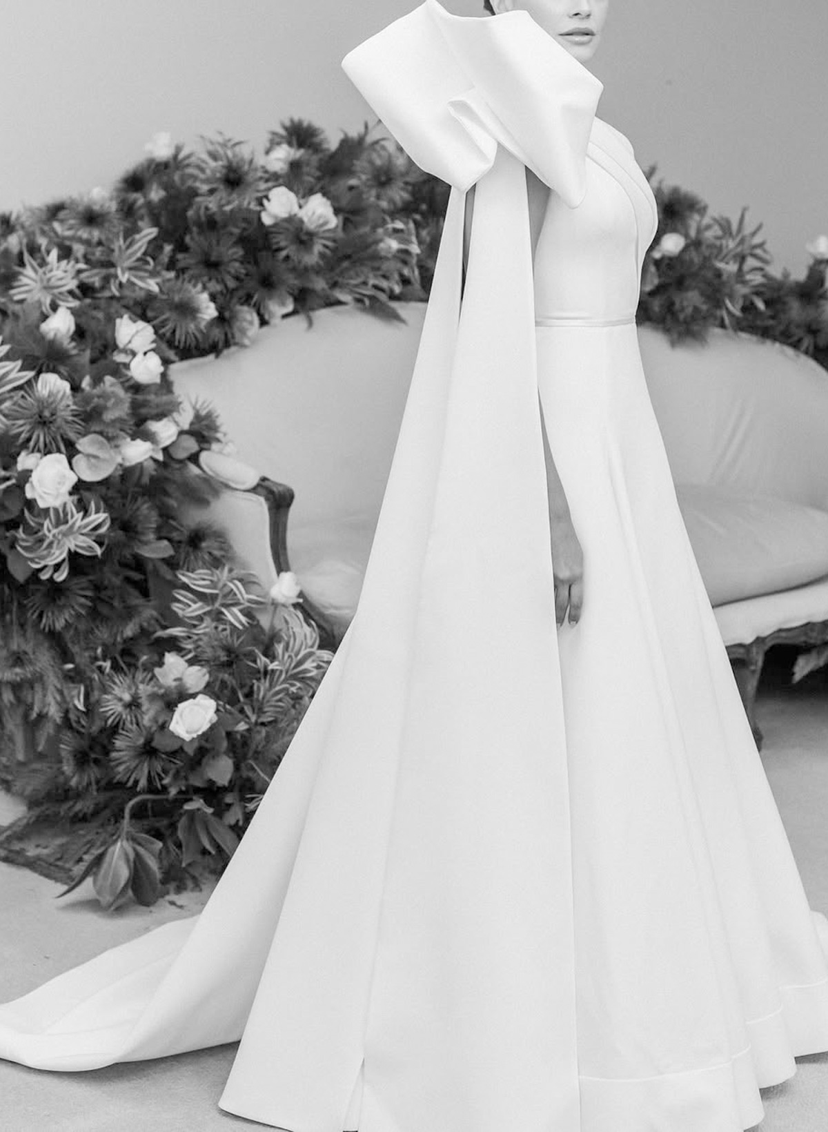 Elegant One-Shoulder Sleeveless A-Line Court Train Satin Wedding Dresses With Bow(s)