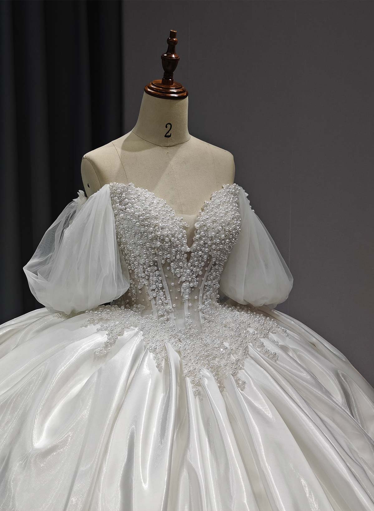 Ball-Gown Off-The-Shoulder/Sweetheart Cathedral Wedding Dresses With Beading