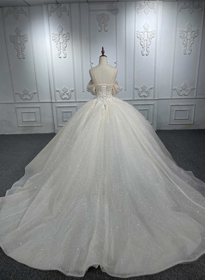 Ball-Gown Off-The-Shoulder/Sweetheart Royal Wedding Dresses With Appliques Lace