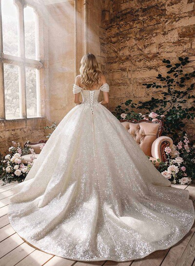 Ball-Gown Off-The-Shoulder/Sweetheart Royal Wedding Dresses With Appliques Lace