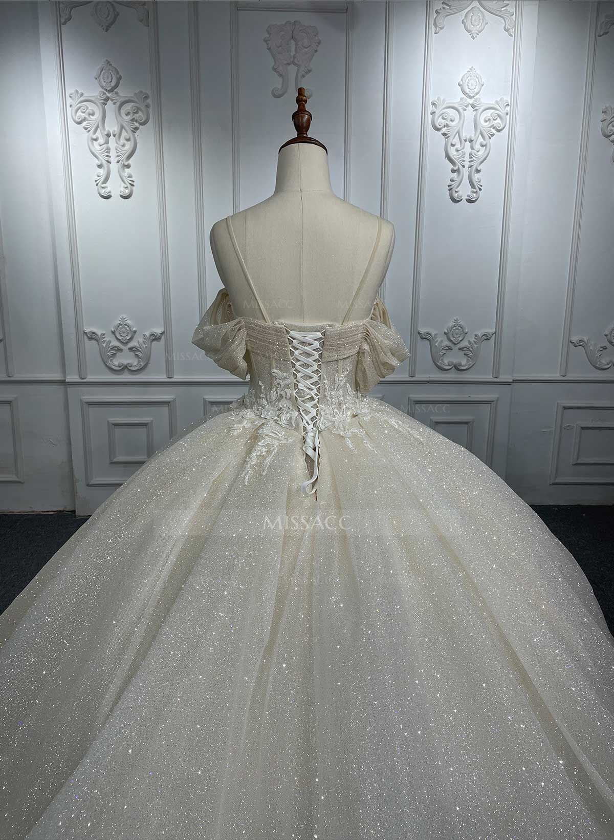 Ball-Gown Off-The-Shoulder/Sweetheart Royal Wedding Dresses With Appliques Lace