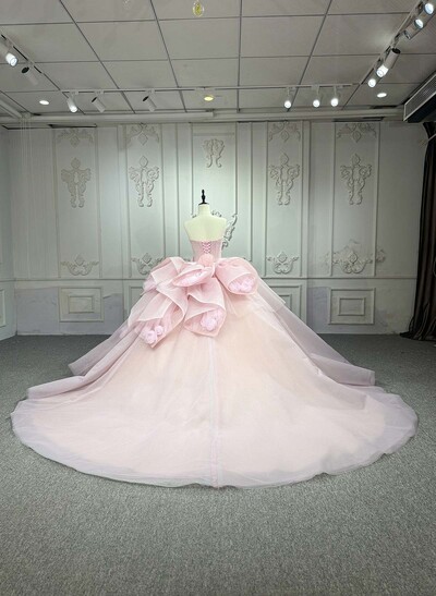 Ball-Gown Strapless Sleeveless Royal Wedding Dresses With Flower(s)