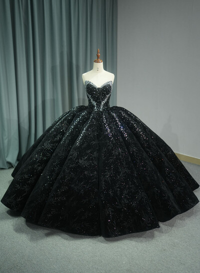 Sparkle & Shine Sweetheart Ball-Gown Chapel Train Velvet Wedding Dresses With Sequins/Rhinestone