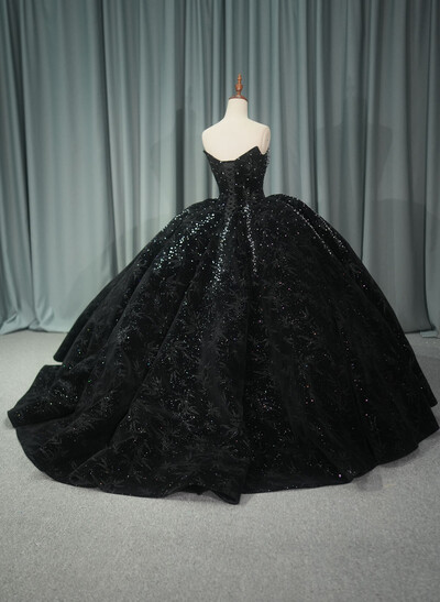 Sparkle & Shine Sweetheart Ball-Gown Chapel Train Velvet Wedding Dresses With Sequins/Rhinestone