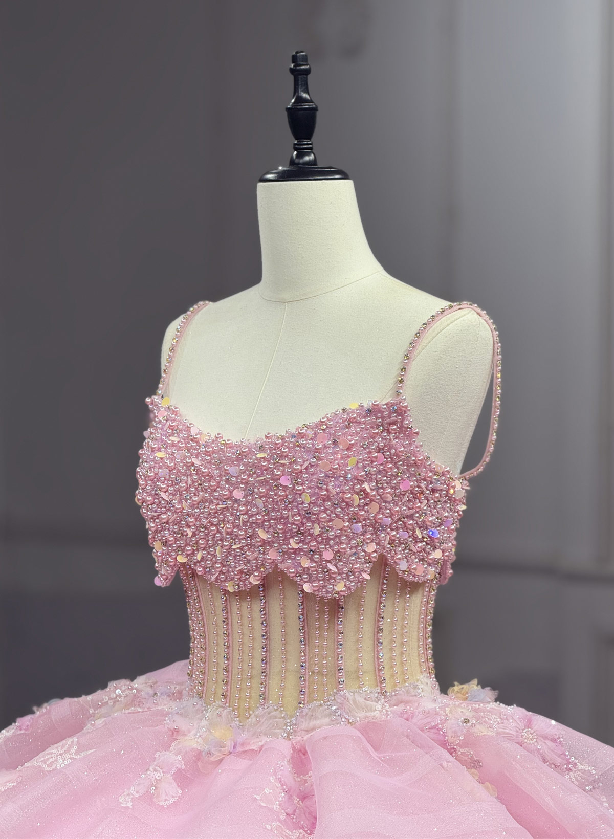 Sparkle & Shine V-Neck Ball-Gown Chapel Train Organza Wedding Dresses With Beading/Sequins/Flower(s)