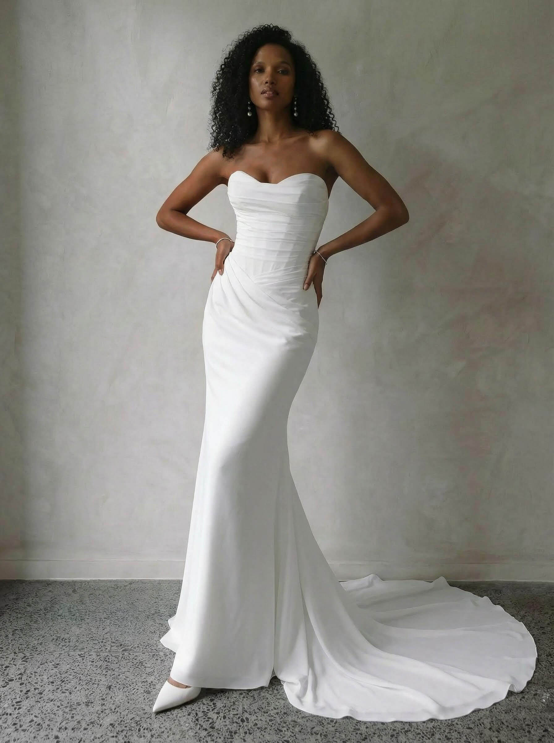 Elegant Sweetheart Sleeveless Trumpet/Mermaid Sweep Train Stretch Chiffon Wedding Dresses