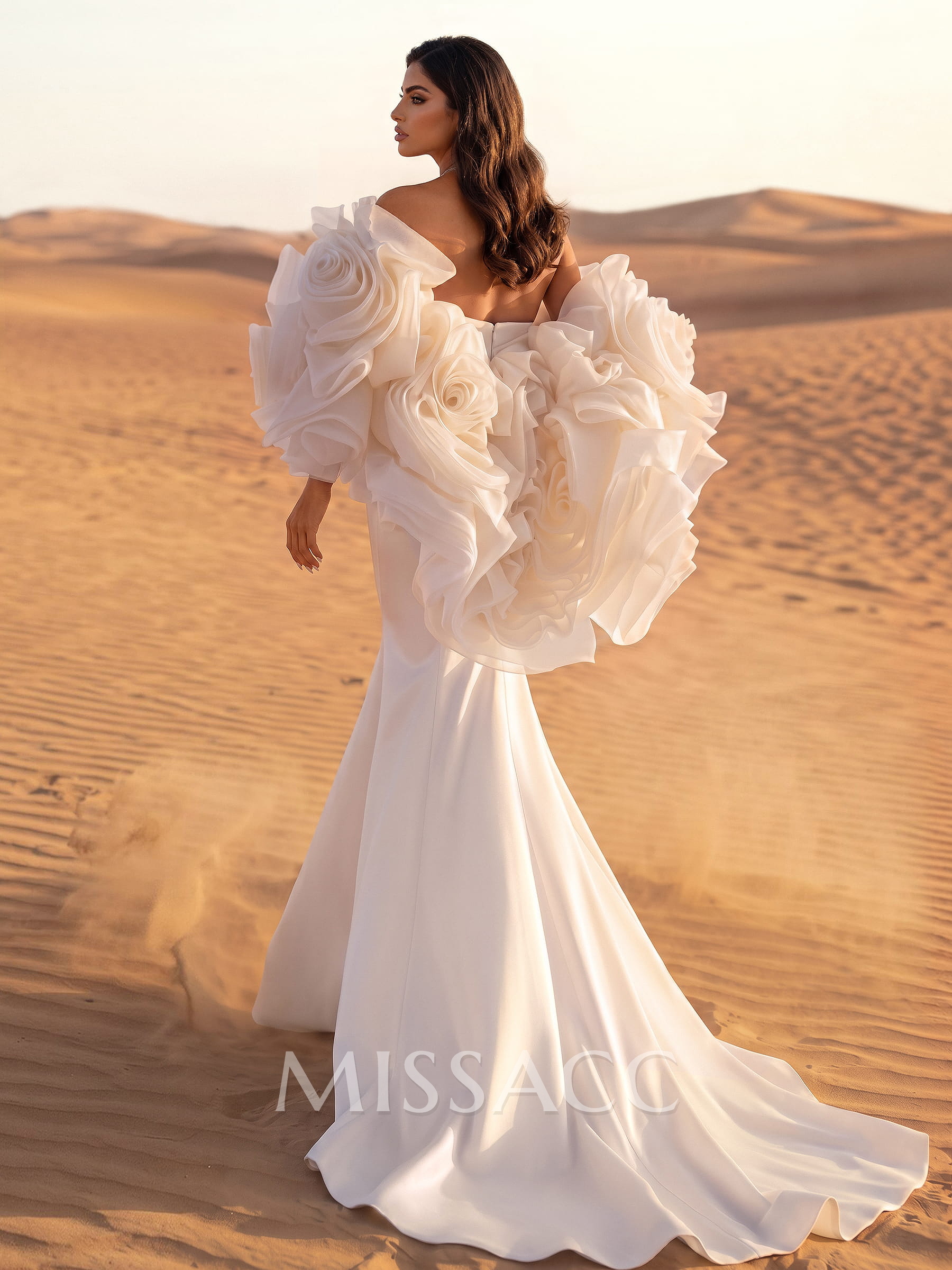 Elegant Sweetheart Mermaid Organza Wedding Dress With Chapel Train And Floral Wrap Elegant Sweetheart Mermaid Organza Wedding Dress With Chapel Train And Floral Wrap
