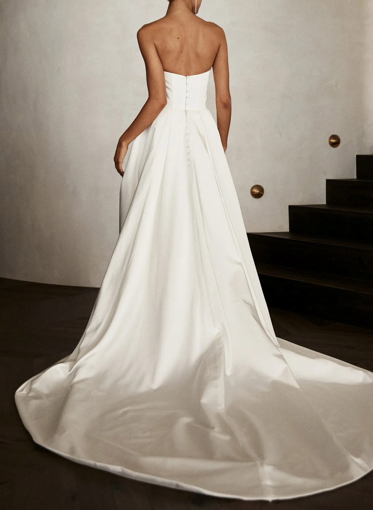 Sweetheart Sleeveless High Split Overskirt Detachable Length Elastic Satin Wedding Dresses