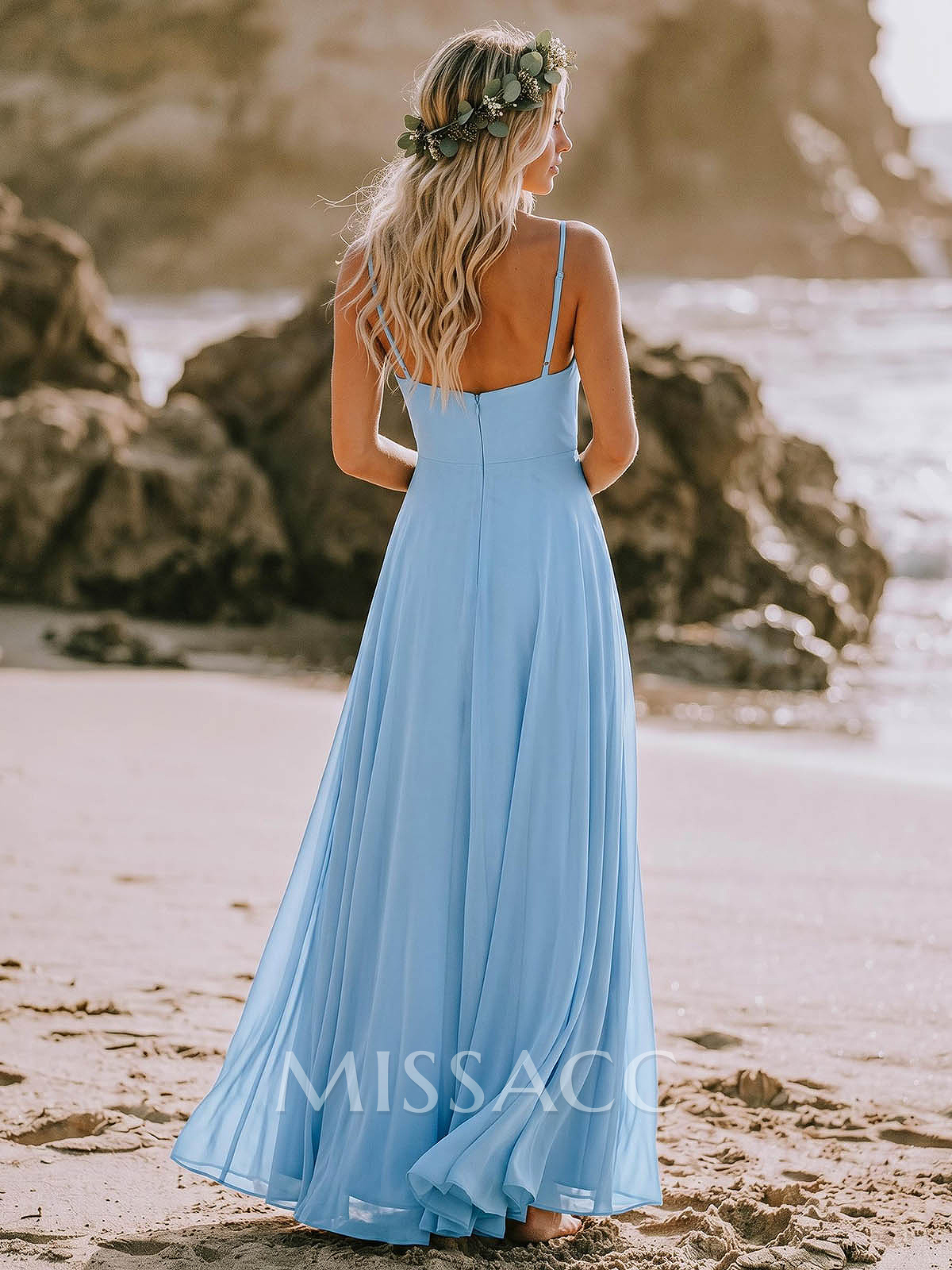 A-Line Sweetheart Sleeveless Floor-Length Elegant Chiffon Bridesmaid Dress With Split Front