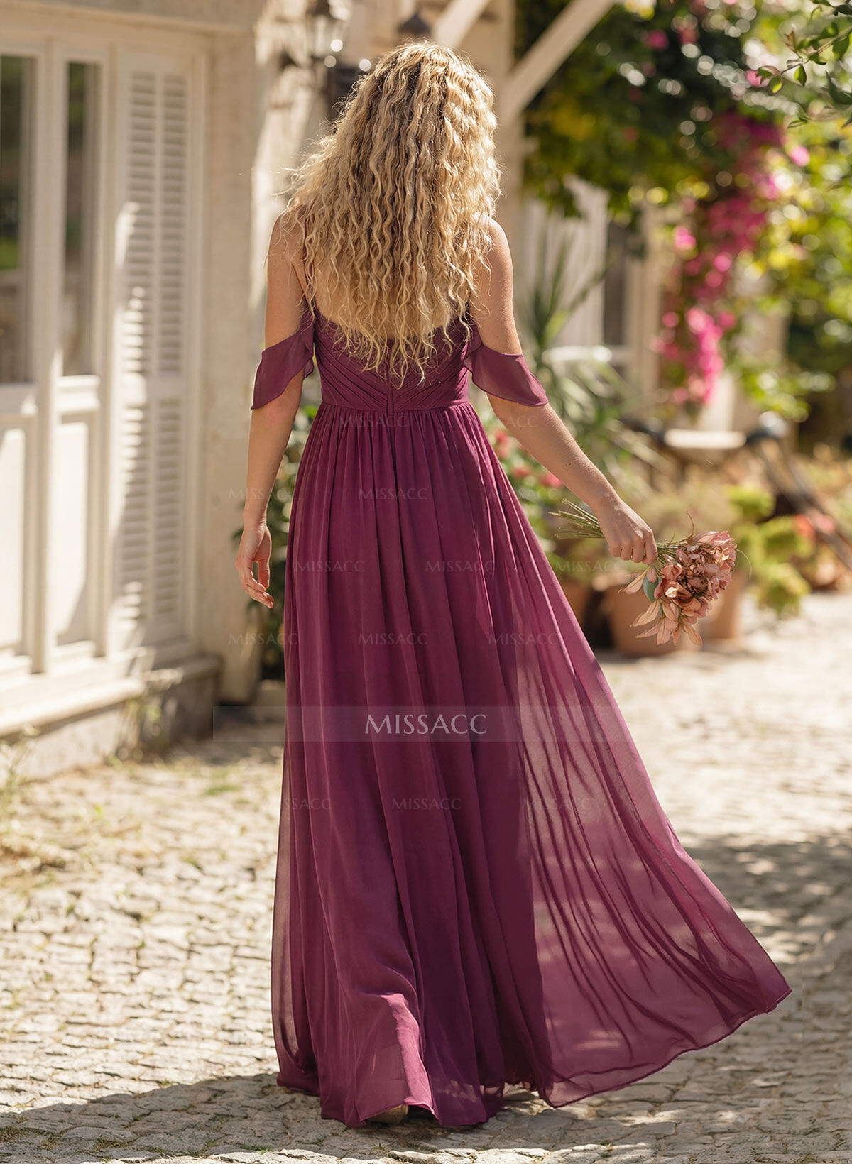 A-Line Sweetheart Sleeveless Floor-Length Chiffon Elegant Bridesmaid Dress With Ruffle