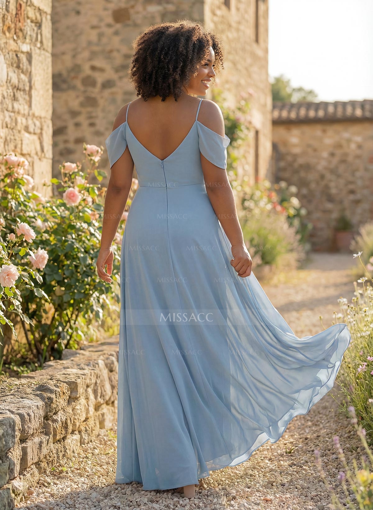 A-Line Sweetheart Short Sleeves Floor-Length Chiffon Bridesmaid Dresses With High Split