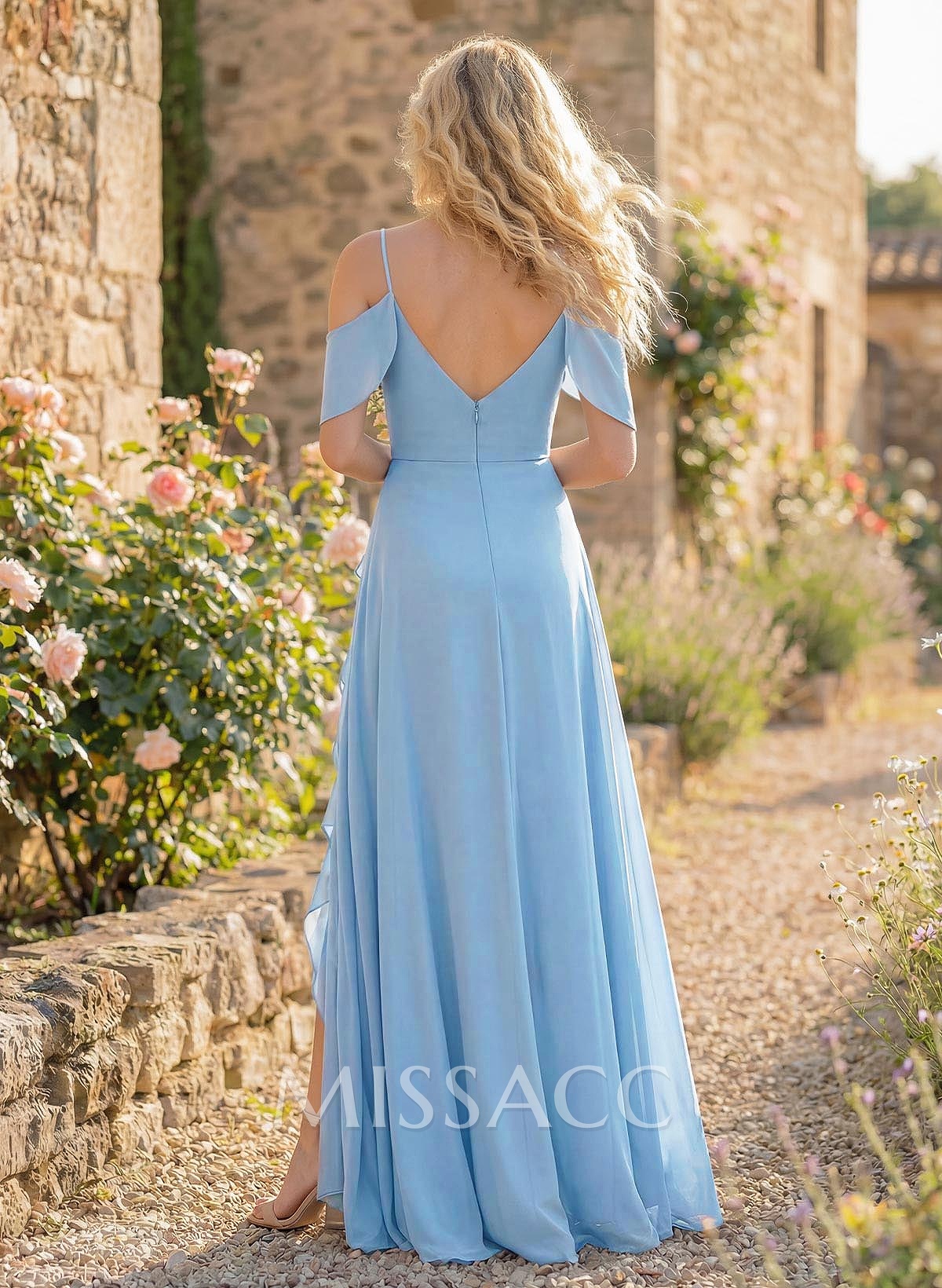 A-Line Sweetheart Short Sleeves Floor-Length Chiffon Bridesmaid Dresses With High Split A-Line Sweetheart Short Sleeves Floor-Length Chiffon Bridesmaid Dresses With High Split