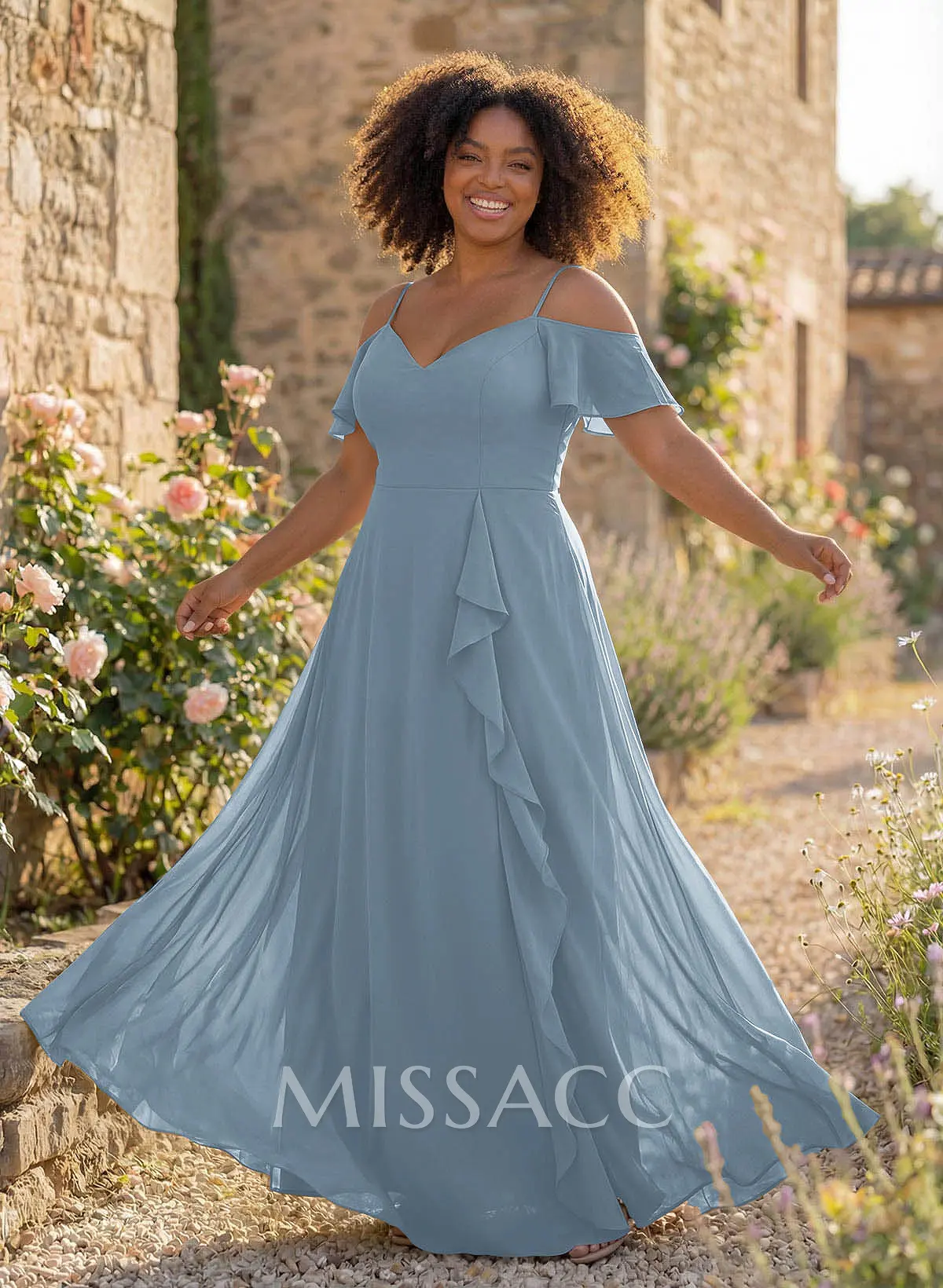 short sleeve bridesmaid dress Women's V-Neck Lace Chiffon Sleeve, A-Line, Ruffle Hem, Split Front, Midi Length, For Weddings The back showcases a subtle keyhole design with a concealed zipper short sleeve bridesmaid dress Off-The-Shoulder