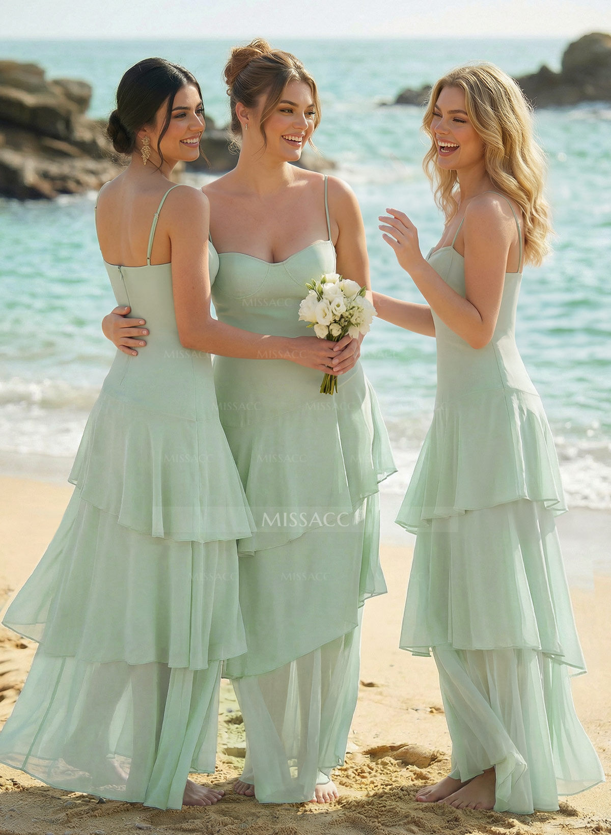 Floor-Length A-Line Sweetheart Sleeveless Chiffon Bridesmaid Dress With Tiered