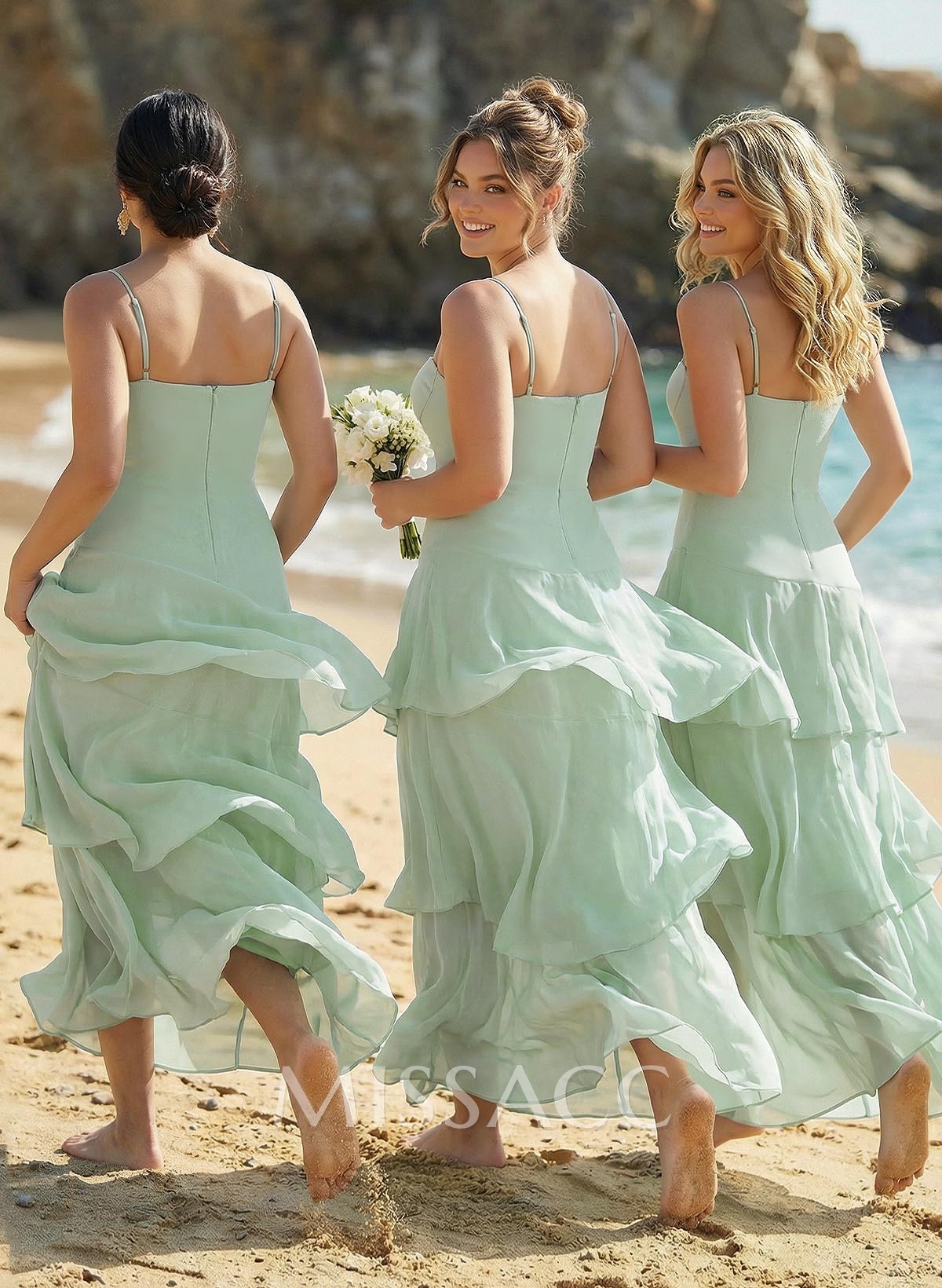 Floor-Length A-Line Sweetheart Sleeveless Chiffon Bridesmaid Dress With Tiered