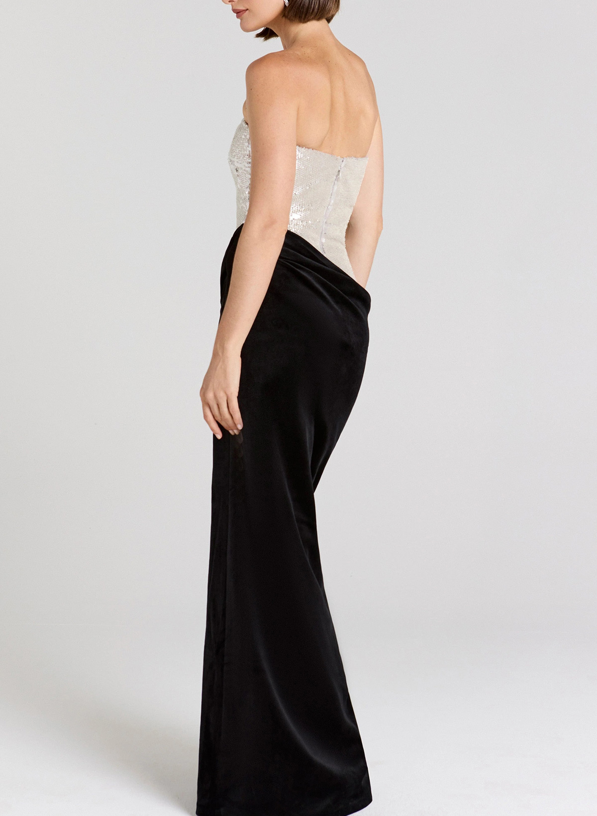 Sheath Column Off-The-Shoulder Sleeveless Floor-Length Velvet(Medium Stretch)/Sequined Evening Dresses With Sequins High Split
