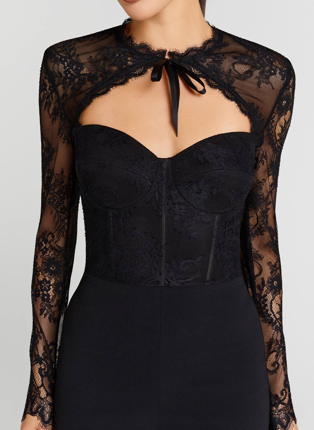 Sheath Column Sweetheart Long Sleeves Floor-Length Elastic Satin Evening Dresses With Lace