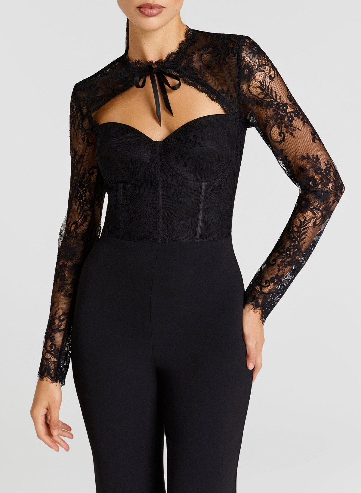 Sheath Column Sweetheart Long Sleeves Floor-Length Elastic Satin Evening Dresses With Lace