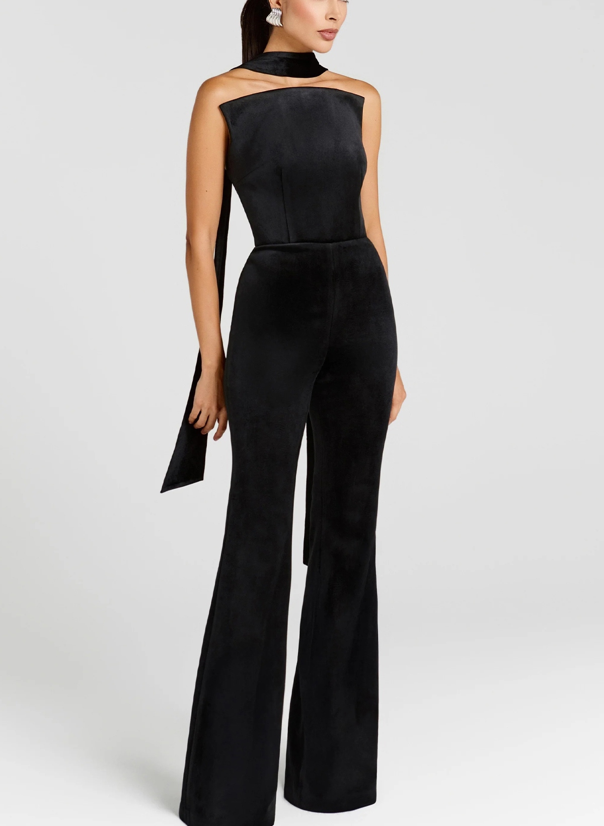 Jumpsuit Pantsuit High Neck Sleeveless Floor-Length Velvet Evening Dresses With