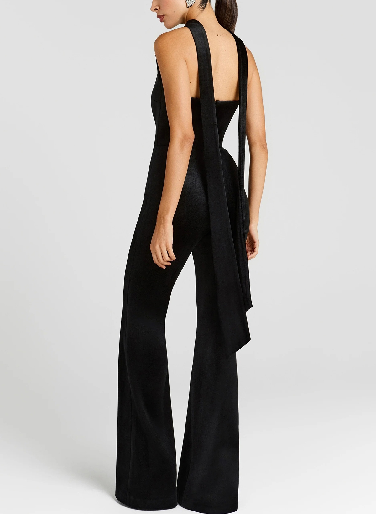 Jumpsuit Pantsuit High Neck Sleeveless Floor-Length Velvet Evening Dresses With