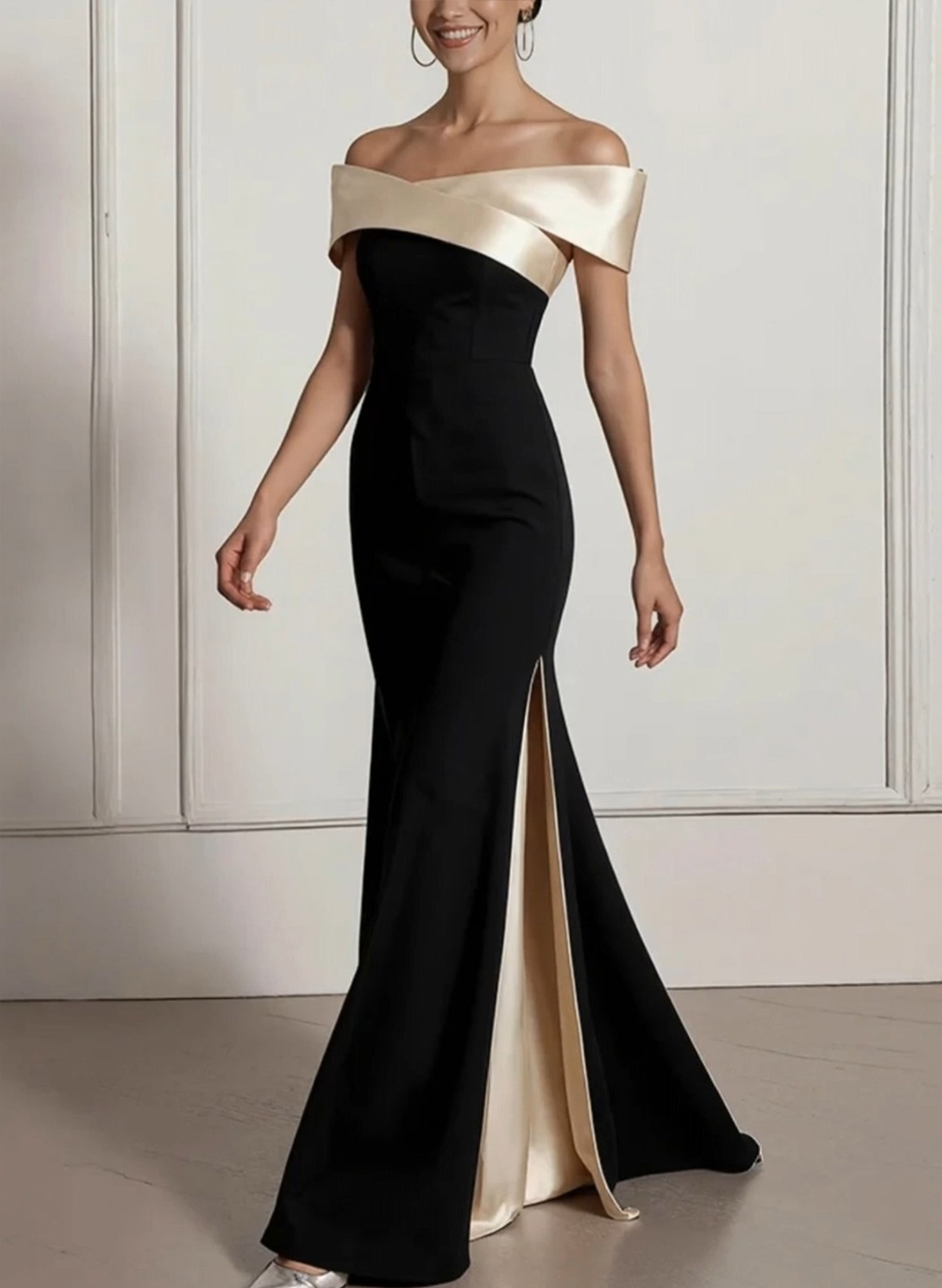 Sheath/Column Off-The-Shoulder Sleeveless Floor-Length Elastic Satin Evening Dresses