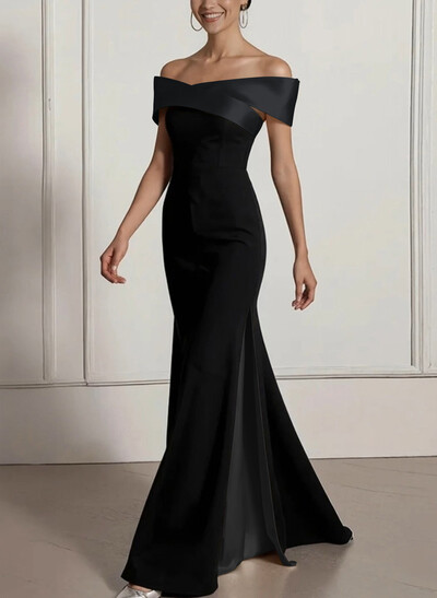 Sheath/Column Off-The-Shoulder Sleeveless Floor-Length Elastic Satin/Satin/Silk Like Satin Evening Dresses