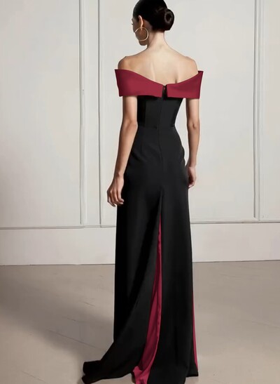 Sheath/Column Off-The-Shoulder Sleeveless Floor-Length Elastic Satin/Satin/Silk Like Satin Evening Dresses