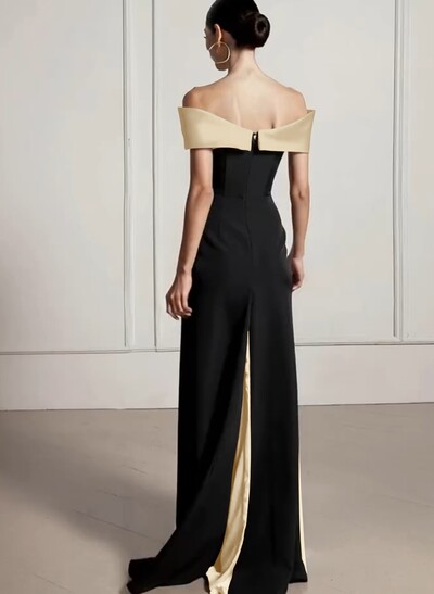 Sheath/Column Off-The-Shoulder Sleeveless Floor-Length Elastic Satin/Satin/Silk Like Satin Evening Dresses