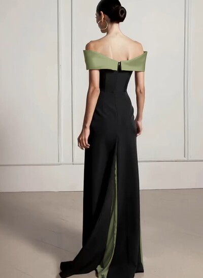Sheath/Column Off-The-Shoulder Sleeveless Floor-Length Elastic Satin/Satin/Silk Like Satin Evening Dresses