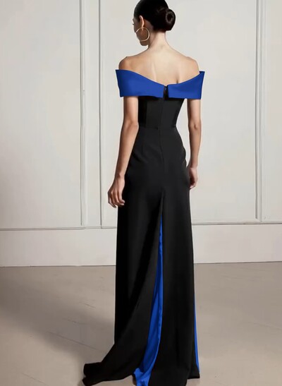 Sheath/Column Off-The-Shoulder Sleeveless Floor-Length Elastic Satin/Satin/Silk Like Satin Evening Dresses