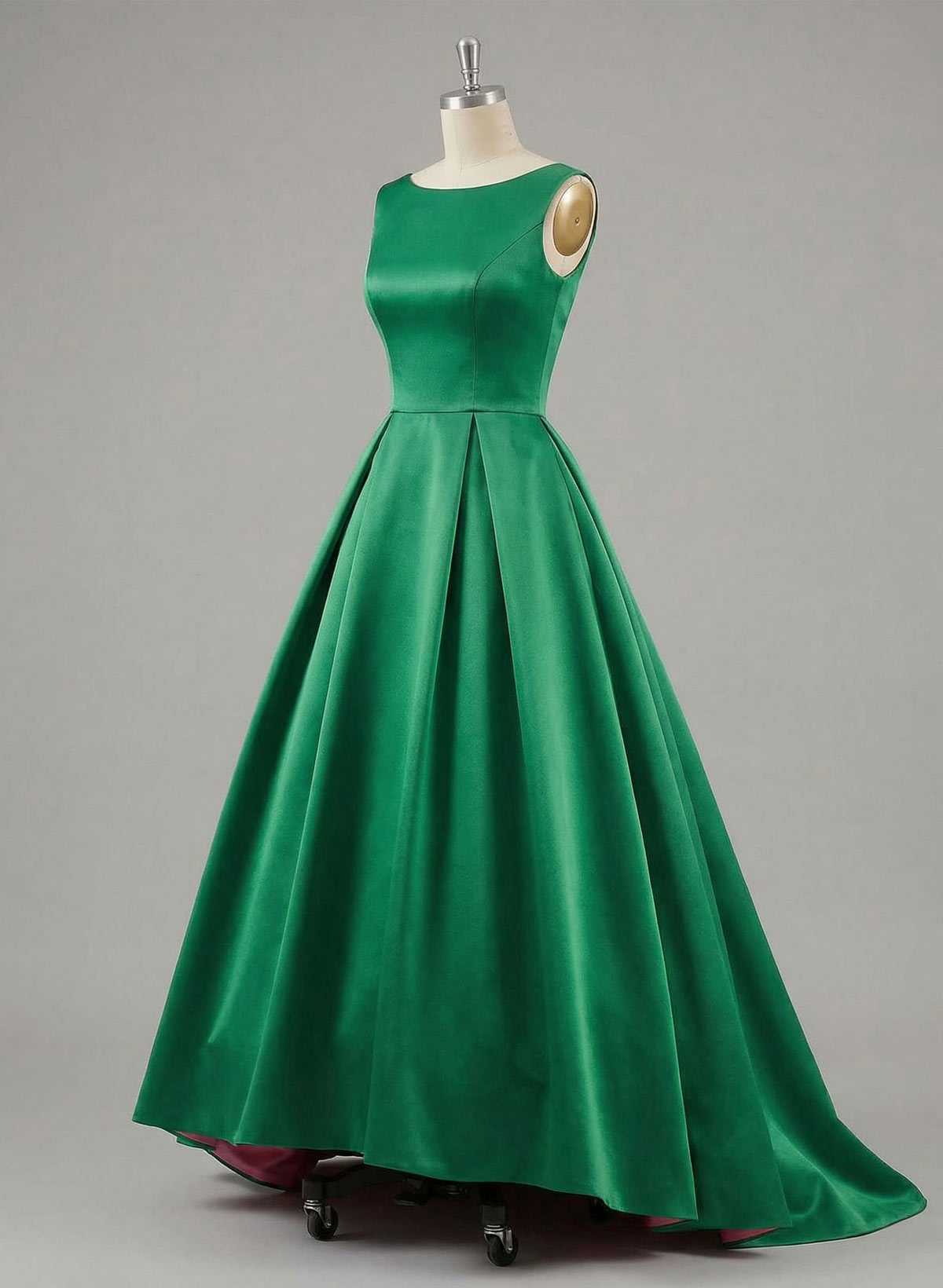 A-Line Cowl Neck Sleeveless Floor-Length Satin Evening Dresses