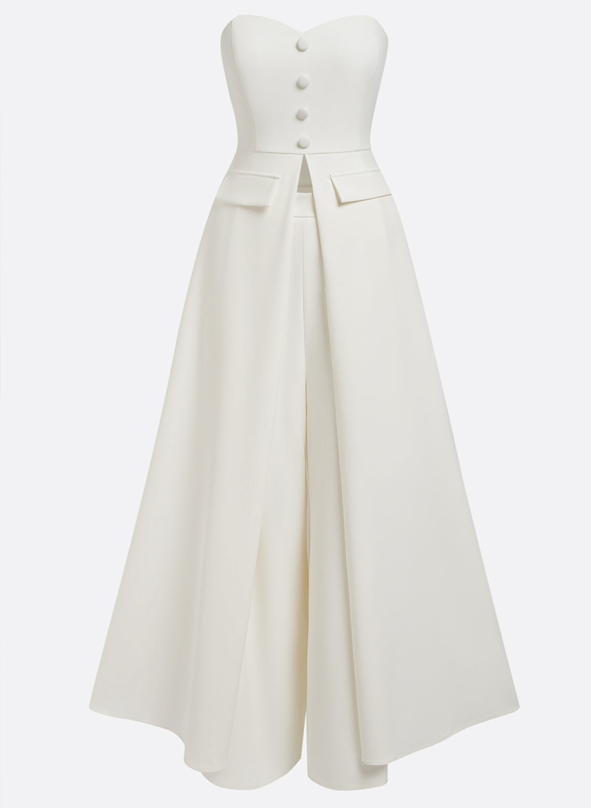 Jumpsuit/Pantsuit Strapless Sleeveless Floor-Length Matte Satin Evening Dresses