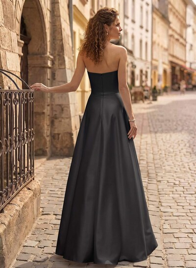 Strapless Sleeveless Floor-Length Matte Satin Evening Jumpsuit / Pantsuit