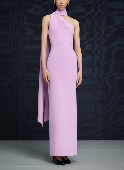 Sheath/Column One-Shoulder Sleeveless Floor-Length Elastic Satin Evening Dresses With Back Slit