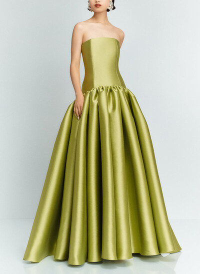 Trumpet/Mermaid Strapless Sleeveless Floor-Length Twill Satin Evening Dresses